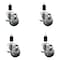 Service Caster 3'' Gray Poly Swivel 1-3/8'' Expanding Stem Caster Set with Brake, 4PK SCC-EX20S314-PPUB-TLB-138-4 - alternate 1